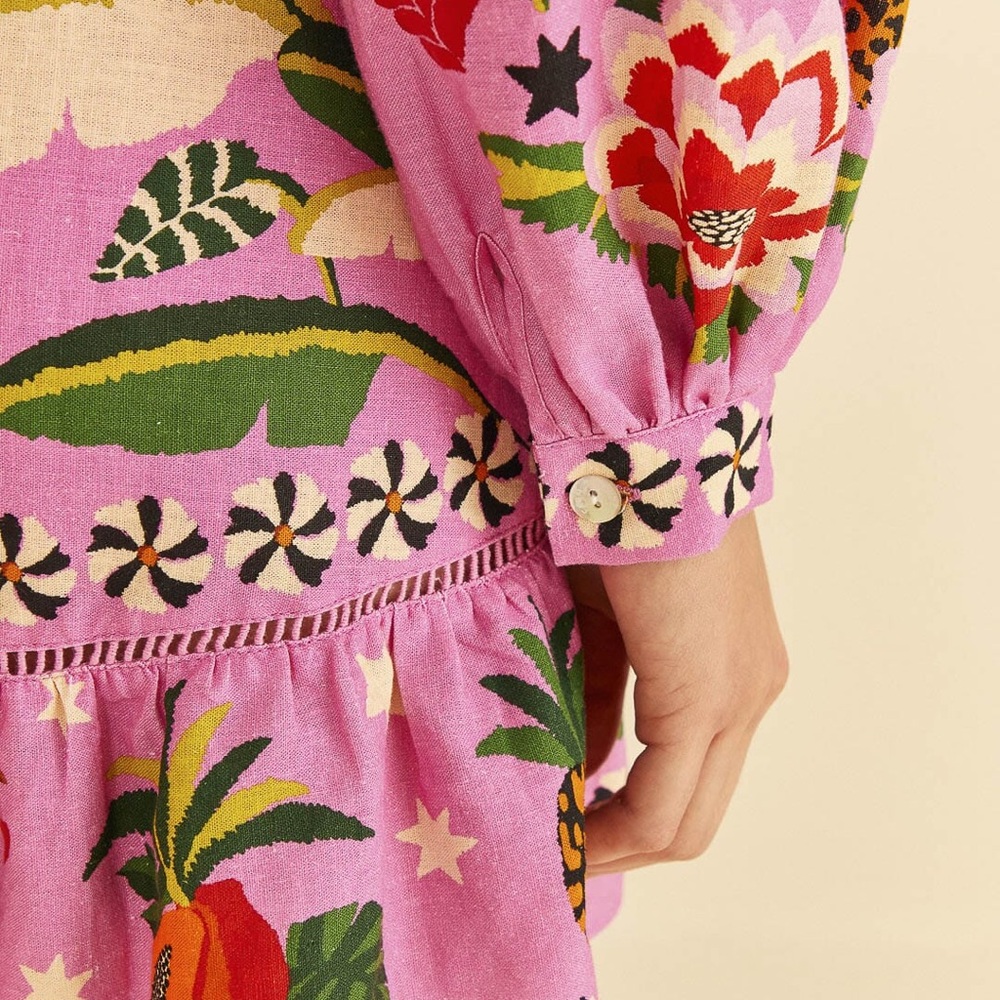 ⭐️FARM Rio Pink Long Sleeve V-Neck Sundress🌸💐 - Picture 6 of 11